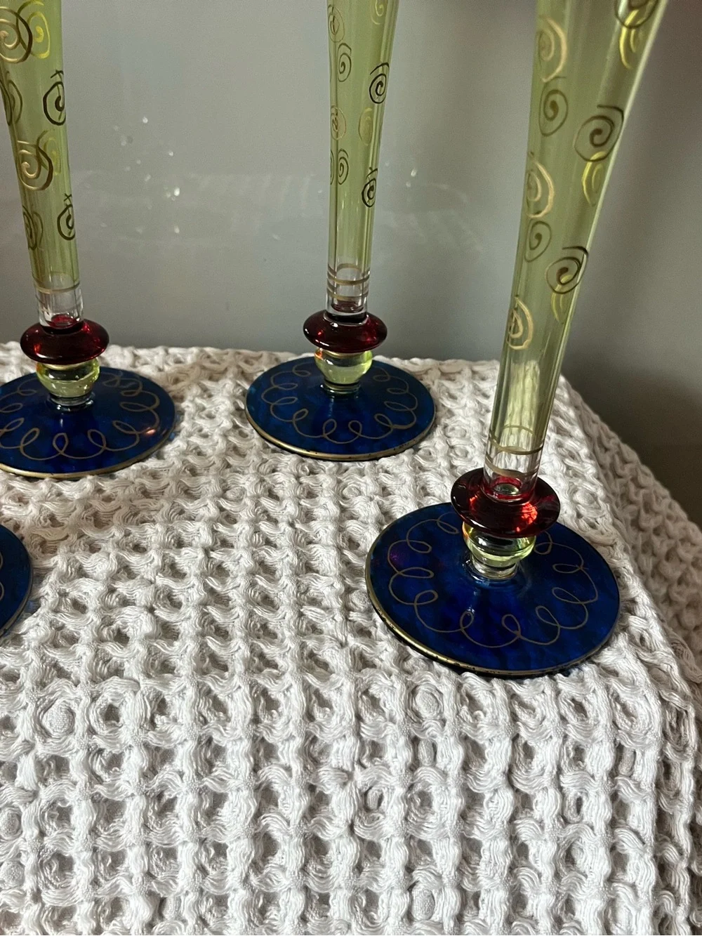 Pier 1 Imports Vintage Set of 4 Hand-Painted Tall Fluted Glasses #224